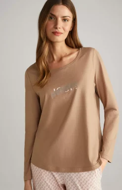 Long-Sleeve Loungewear Top in Camel