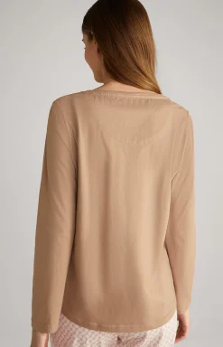 Long-Sleeve Loungewear Top in Camel