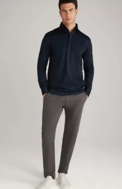 Long-sleeved Baldwin Polo Shirt in Dark Blue
