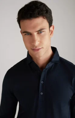 Long-sleeved Baldwin Polo Shirt in Dark Blue