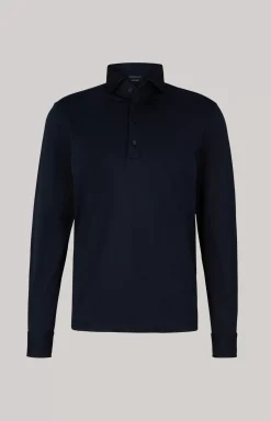 Long-sleeved Baldwin Polo Shirt in Dark Blue