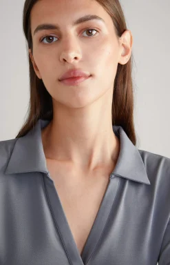 Long-sleeved Polo Shirt in Grey