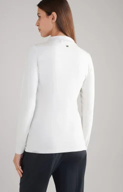 Long-sleeved Polo Shirt in Light Beige