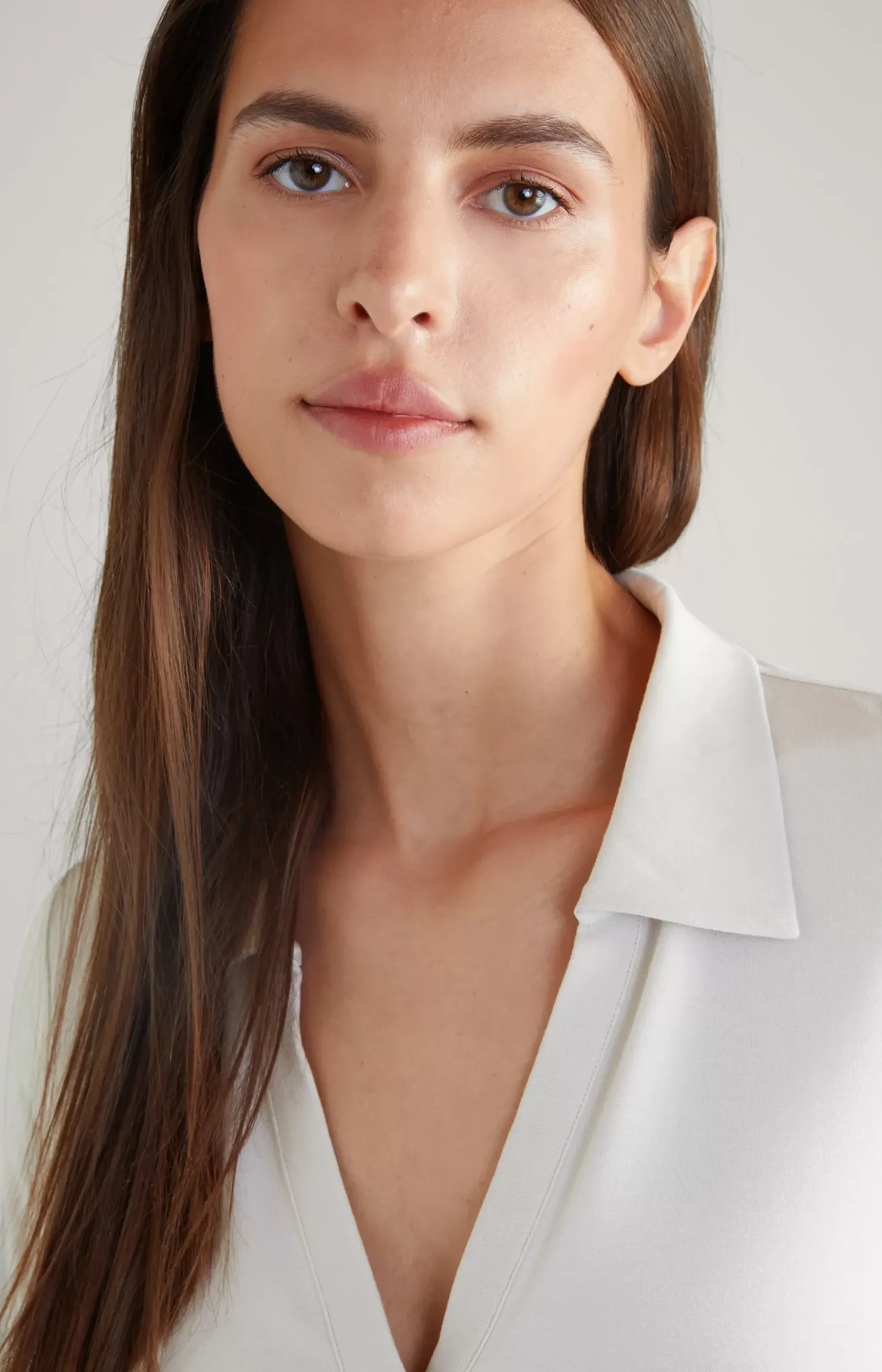 Long-sleeved Polo Shirt in Light Beige
