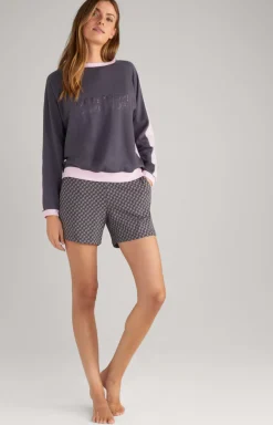 Loungewear shorts in patterned anthracite