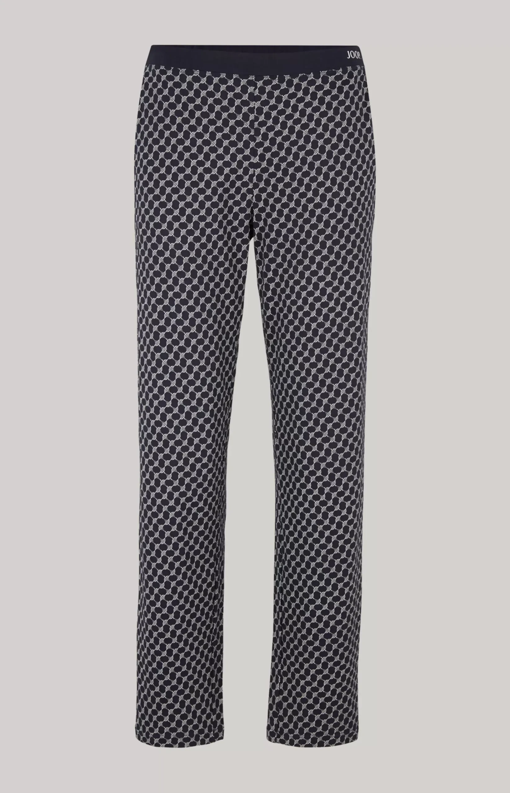 Loungewear trousers in patterned midnight blue