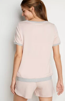 Loungewear T-shirt in Mottled Pink/Grey