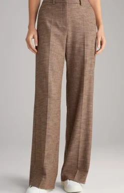 Marlene Trousers in Orange/Black/Beige Check