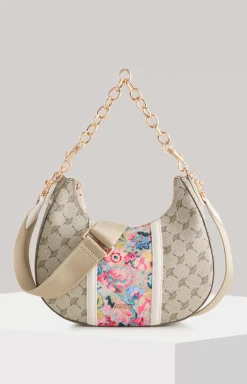 Mazzolino Misto Annina Shoulder Bag in a Beige/Pink Pattern