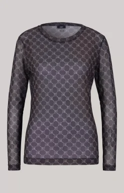 Mesh Long Sleeved Shirt in a Grey Pattern