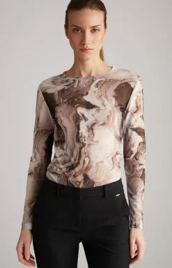 Mesh Long-sleeved Shirt in Off-white/Black