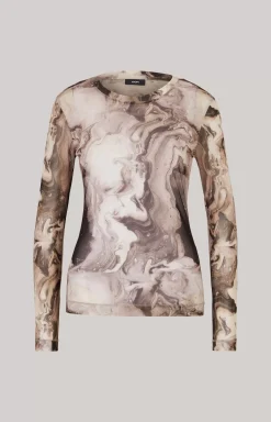 Mesh Long-sleeved Shirt in Off-white/Black