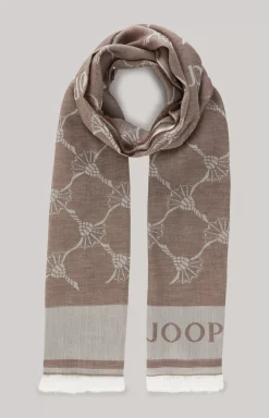 Modal Cotton Scarf in Dark Brown/Off-White