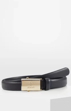 Narrow Leather Belt in Dark Blue