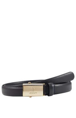 Narrow Leather Belt in Dark Blue