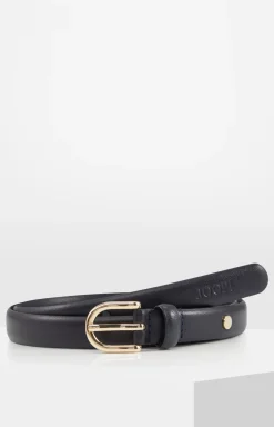 Narrow Leather Belt in Dark Blue