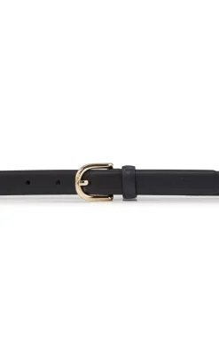 Narrow Leather Belt in Dark Blue