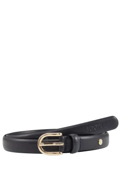 Narrow Leather Belt in Dark Blue