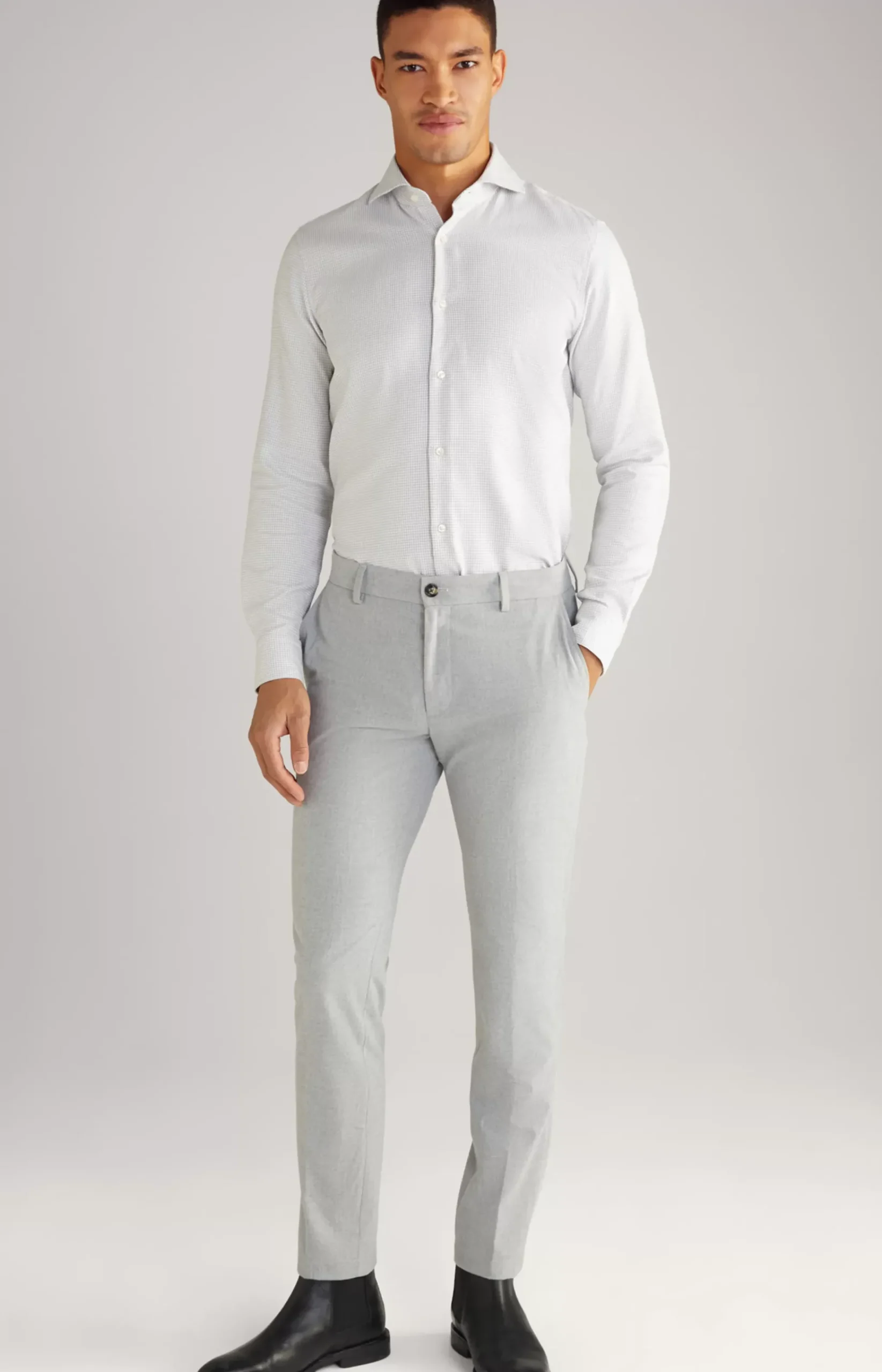 Pai Cotton Shirt in a White/Silver Pattern