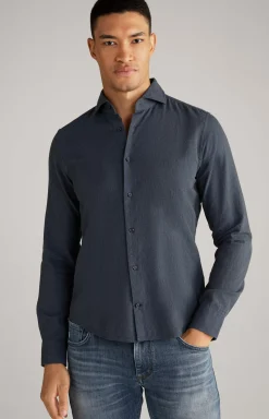 Pai Cotton Shirt in Dark Blue Marl