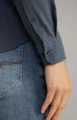 Pai Cotton Shirt in Dark Blue Marl