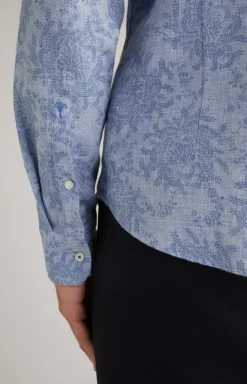 Pai Wool Blend Shirt in a Blue Pattern