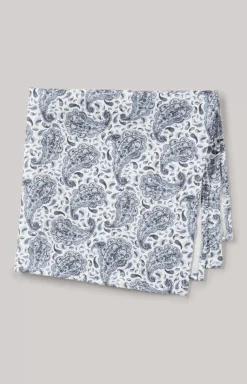 Patterned Pocket Square in Blue/White