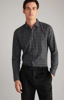 Pit Cotton Shirt in Dark Grey, patterned