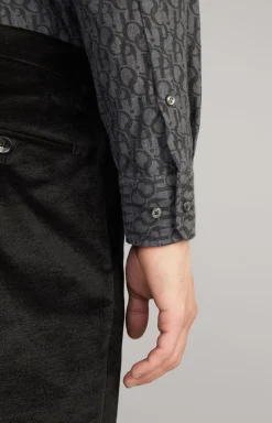 Pit Cotton Shirt in Dark Grey, patterned