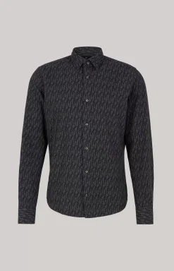 Pit Cotton Shirt in Dark Grey, patterned