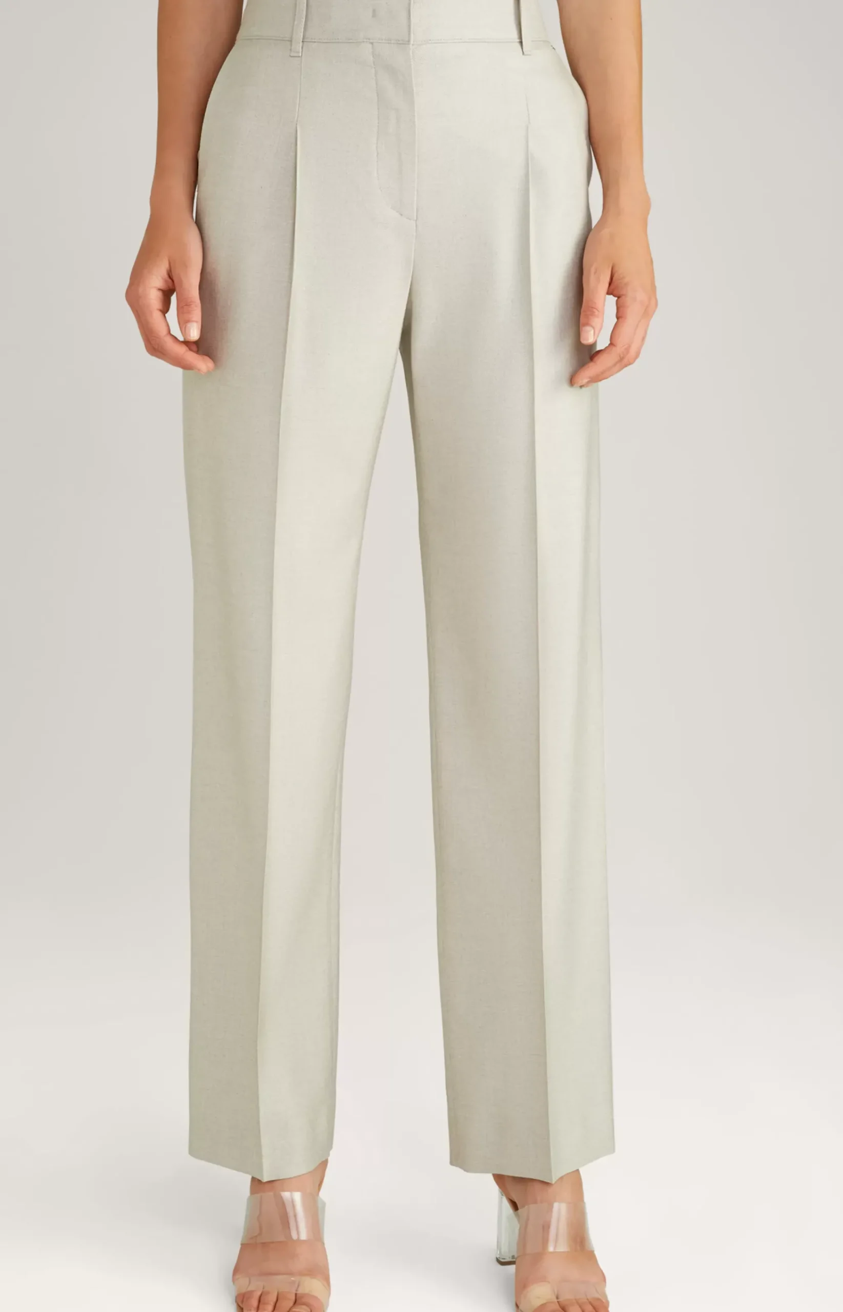 Pleat-front Trousers in Light Beige Marl