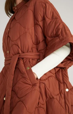 Quilted Cape Jacket in Copper Brown