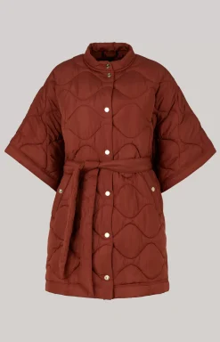 Quilted Cape Jacket in Copper Brown