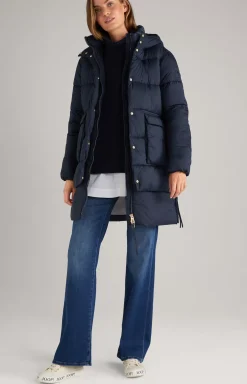 Quilted Coat in Dark Blue