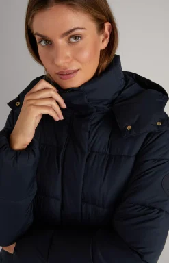 Quilted Coat in Navy