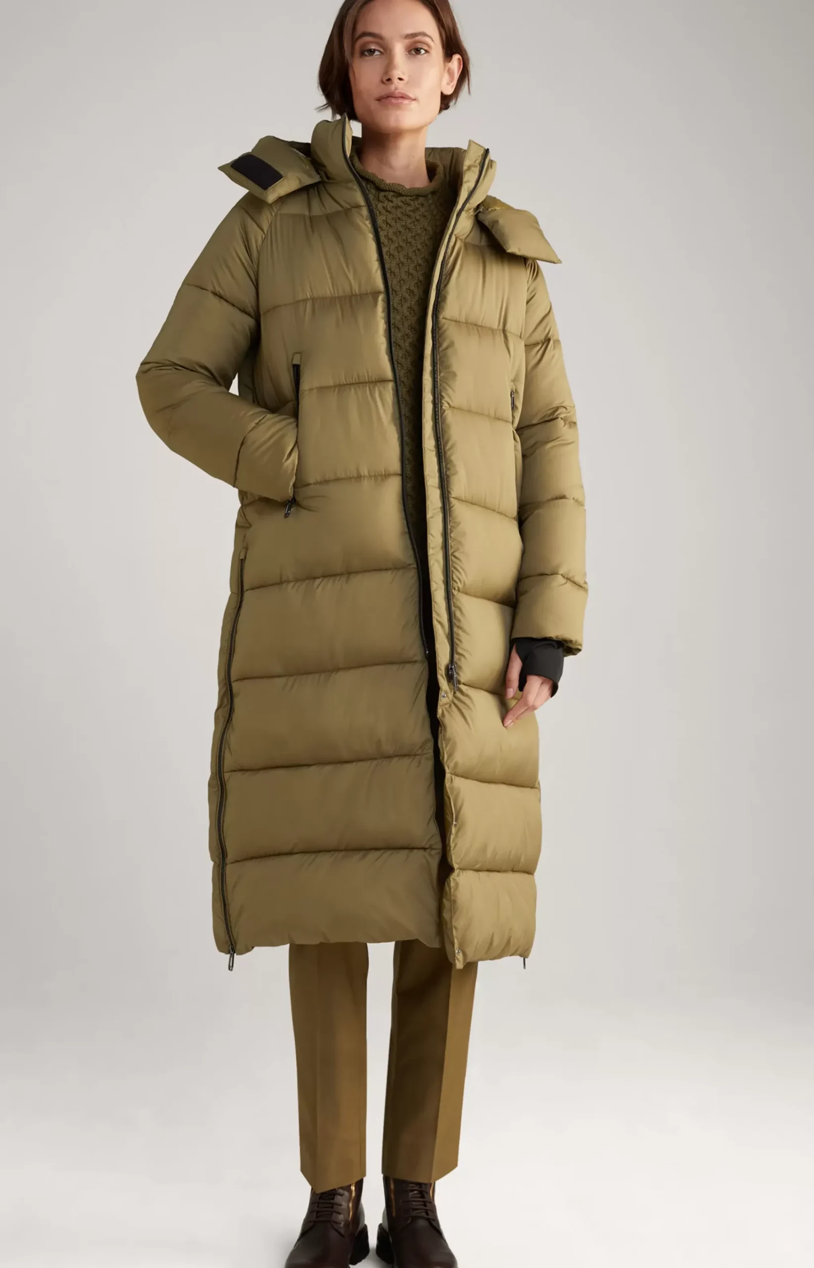 Quilted Coat in Olive