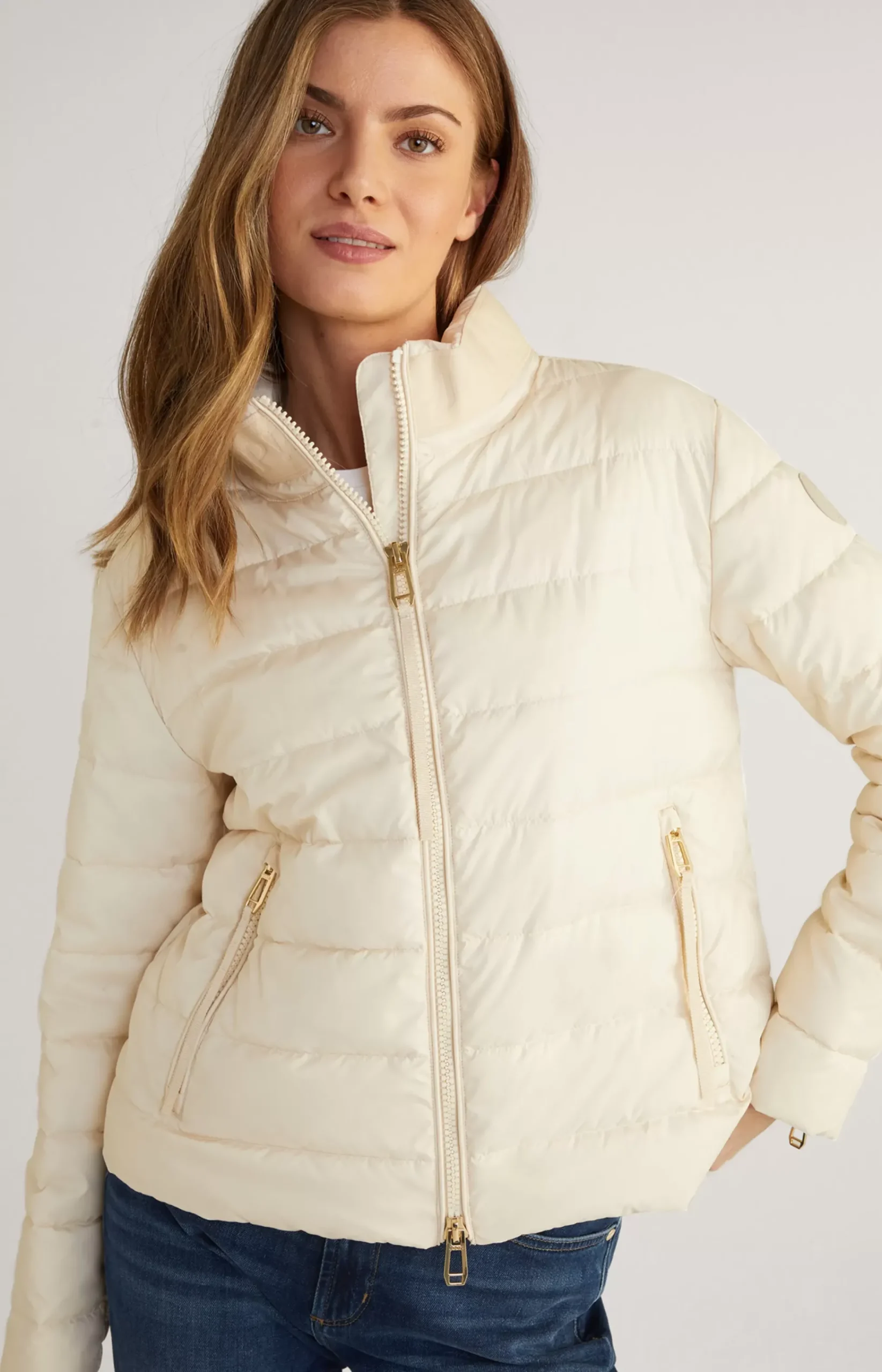 Quilted Jacket in Light Beige