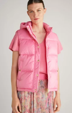 Quilted Nylon Waistcoat in Pink