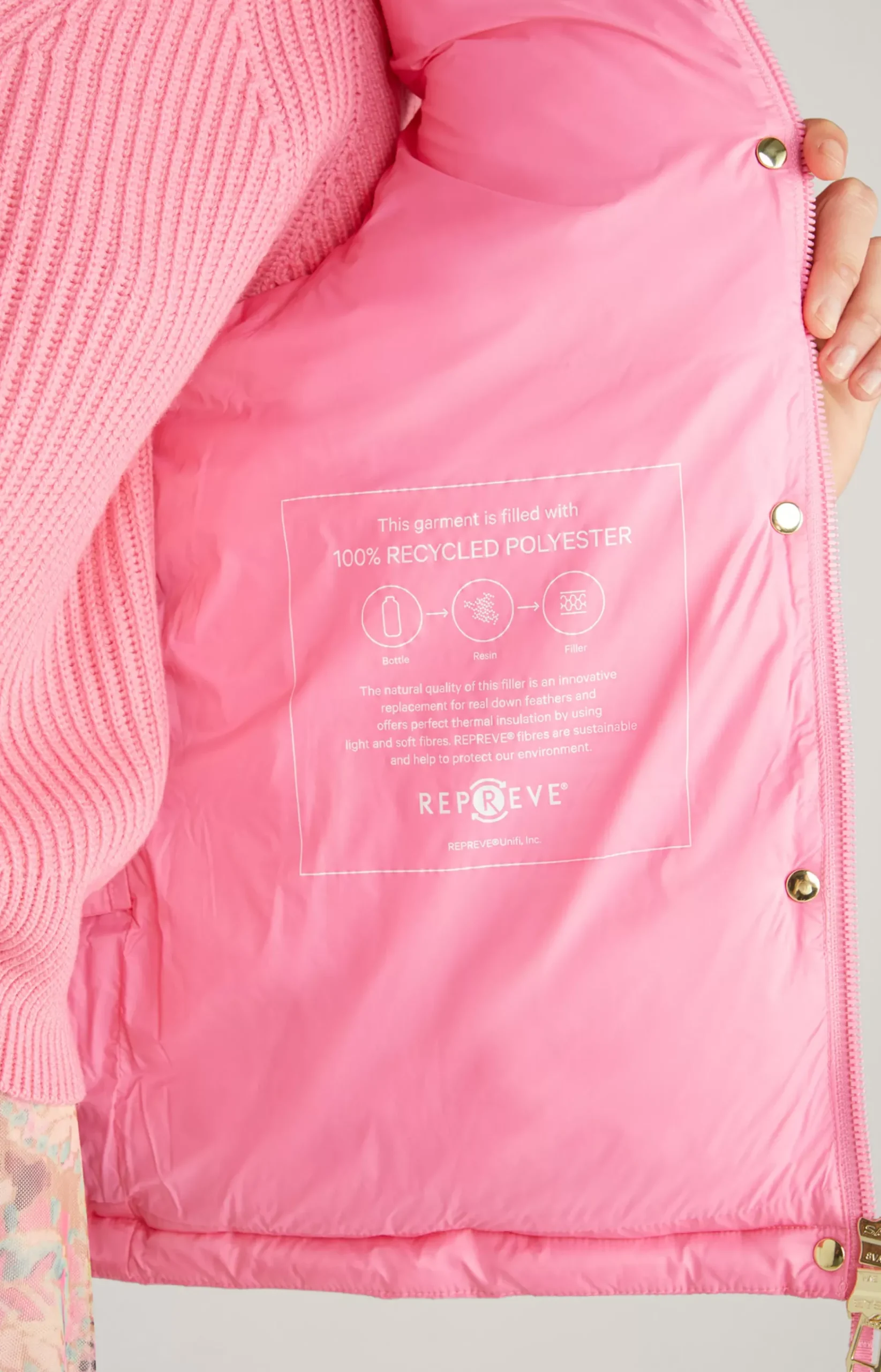 Quilted Nylon Waistcoat in Pink