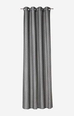 Ready-made curtain in all-over pattern, grey