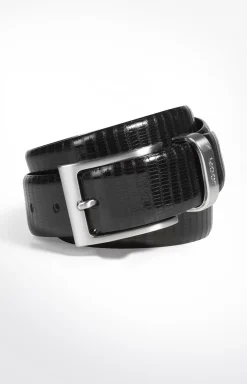 Reptile-embossed Belt in Black
