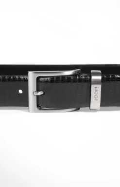 Reptile-embossed Belt in Black