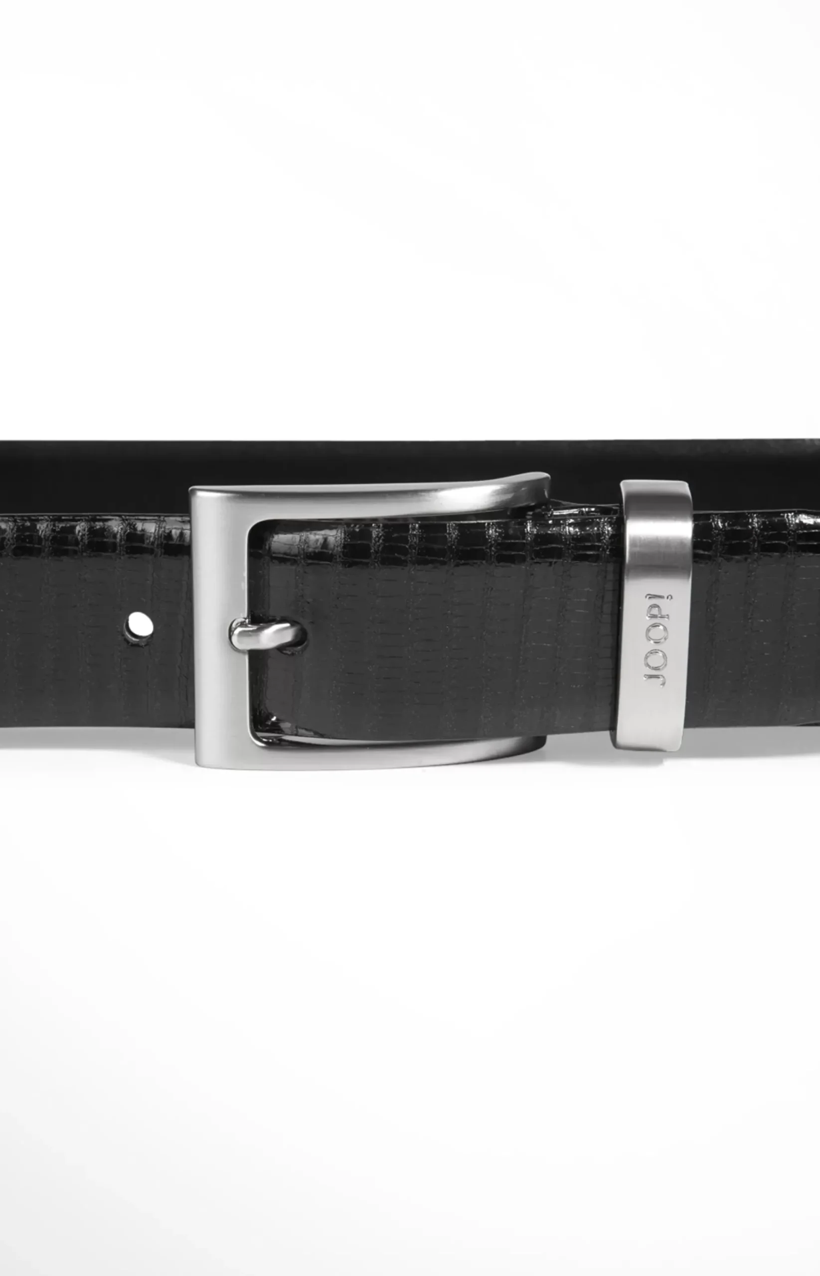 Reptile-embossed Belt in Black