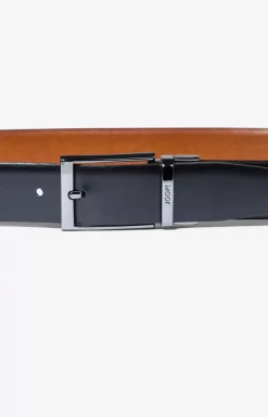 Reversible Belt in Cognac/Black