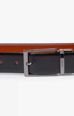 Reversible Belt in Cognac/Black