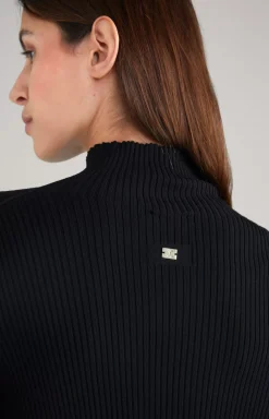 Rib Knit Pullover in Black