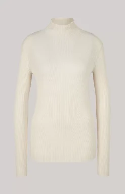 Rib Knit Pullover in Off-white