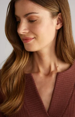 Ribbed Long Loungewear Shirt in Coffee