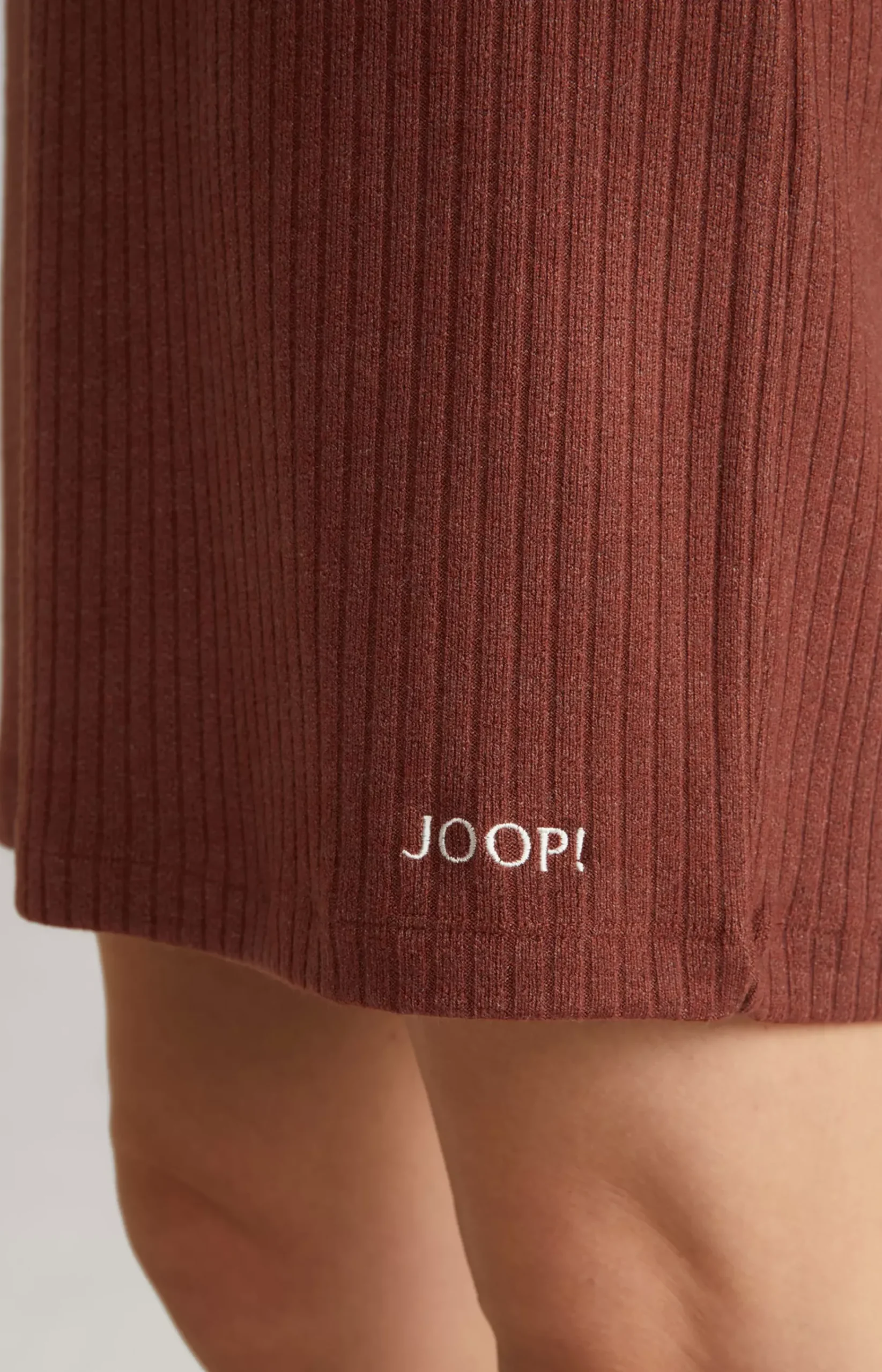 Ribbed Long Loungewear Shirt in Coffee