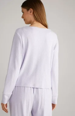 Ribbed Long-Sleeve Loungewear Top in Lavender